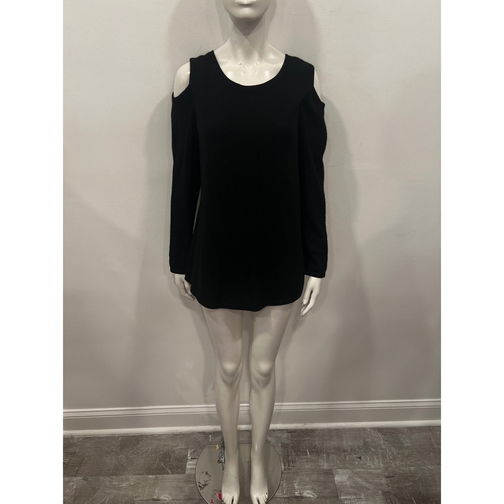 Charter Club Cashmere Sweater Women Plus 0X Black New Cold Shoulder Knit Top